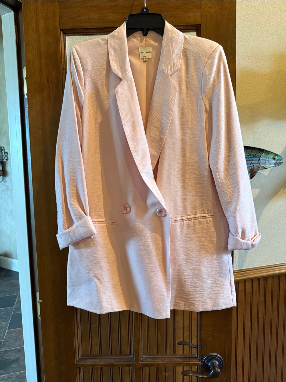 Ellison Light Pink Double-Breasted Relaxed Blazer